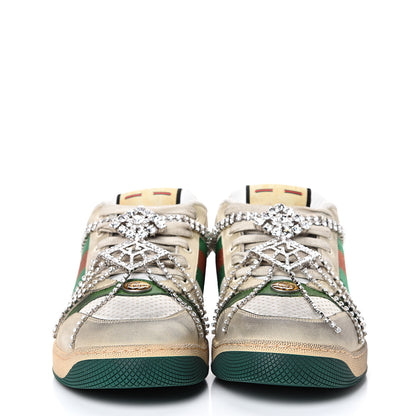 Gucci Nubuck Calfskin Web Removable Crystals Mens Screener Sneakers 9 Dusty Milk New Mystic White 2 of 10