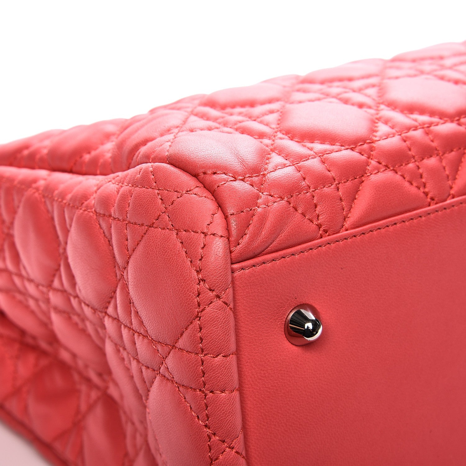 Christian Dior Lambskin Cannage Large Dior Soft Shopping Tote Coral 10 of 11