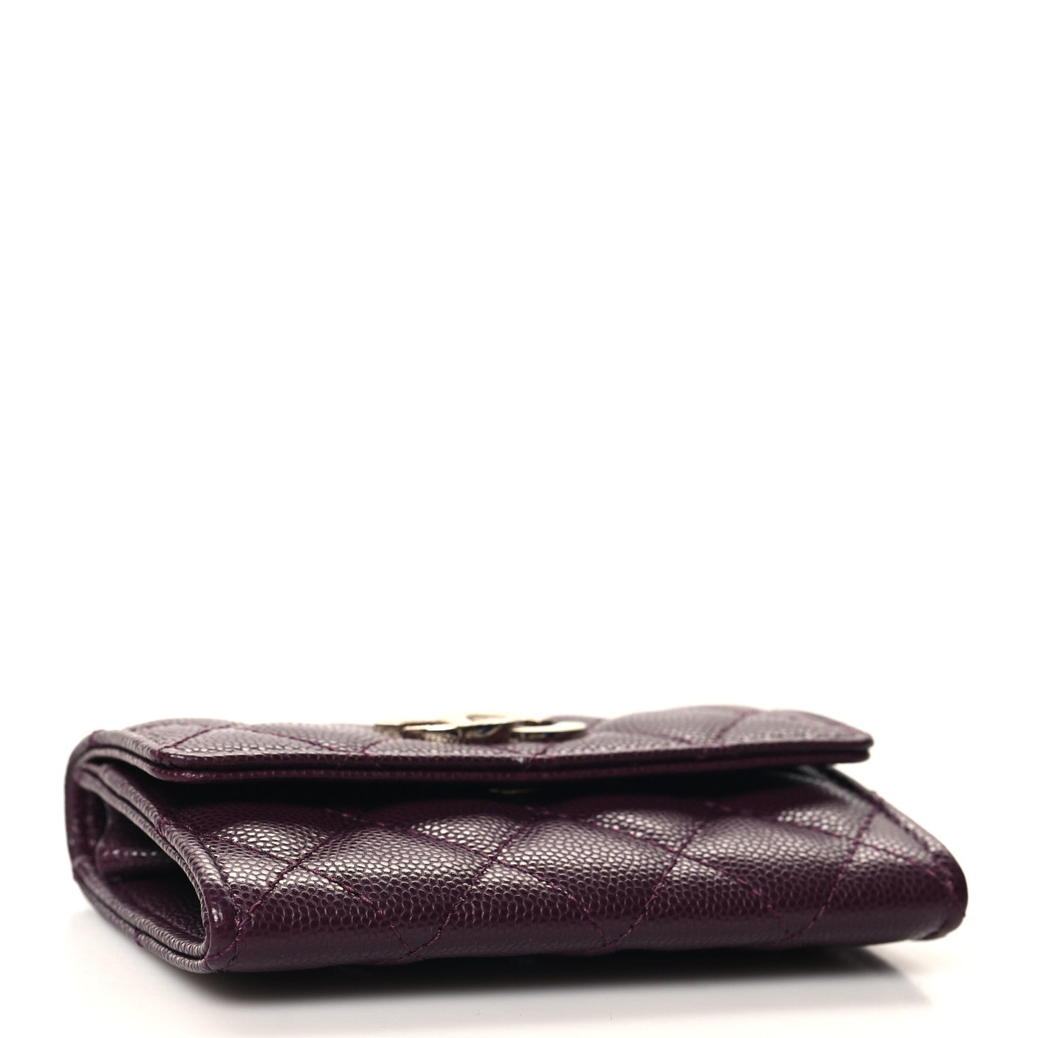 Chanel Caviar Quilted Crystal CC Flap Card Holder Burgundy 4 of 9