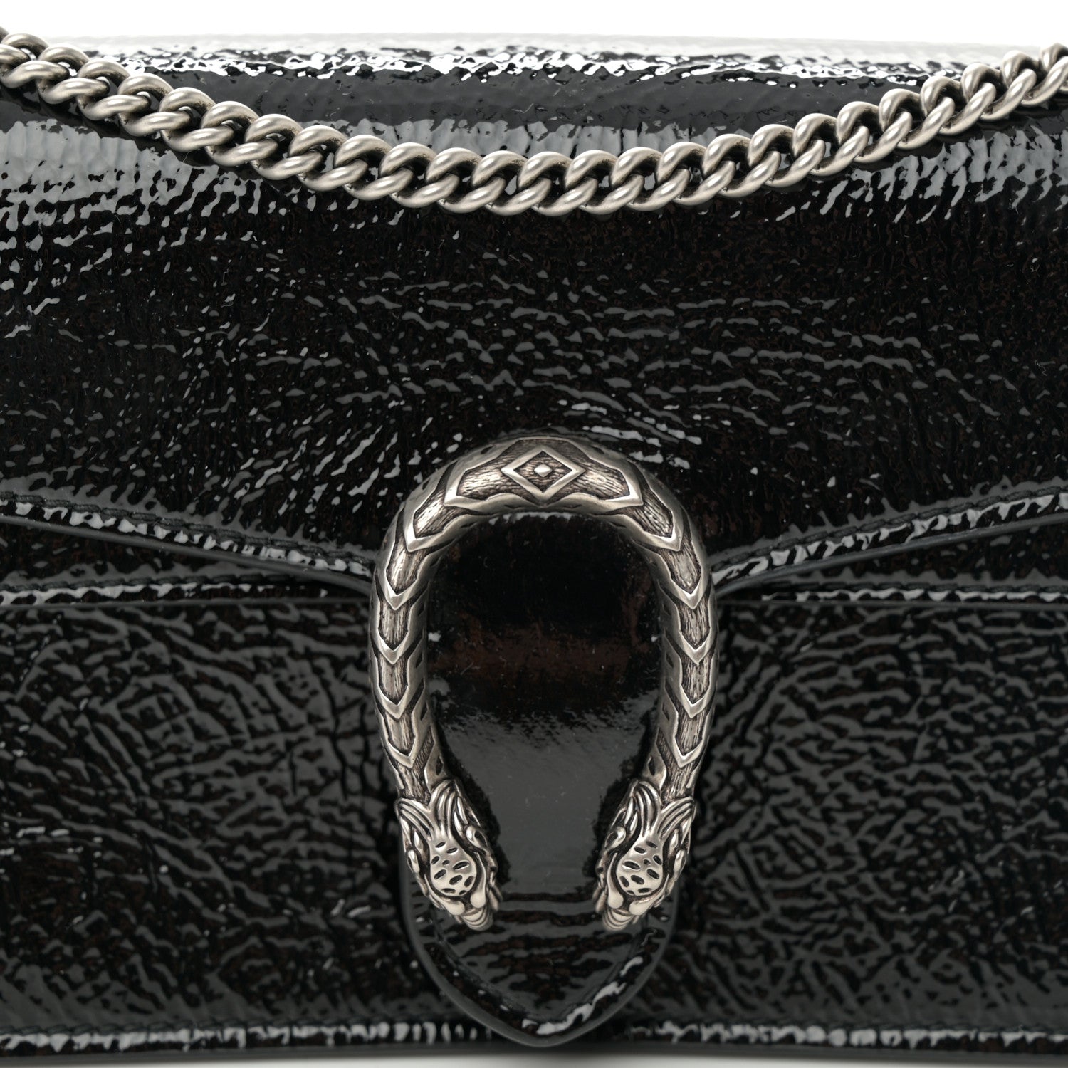 Gucci Crinkled Patent Mini Dionysus Shoulder Bag Black 7 of 10