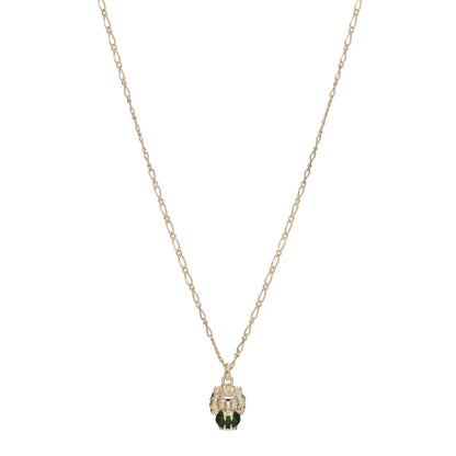 Gucci 18K Yellow Gold Diamond Chrome Diopside Lion Head Necklace 1 of 4