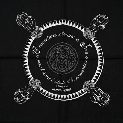 Hermes Cashmere Silk Encadre Blason Scarf 90 Black Gris Clair 3 of 4