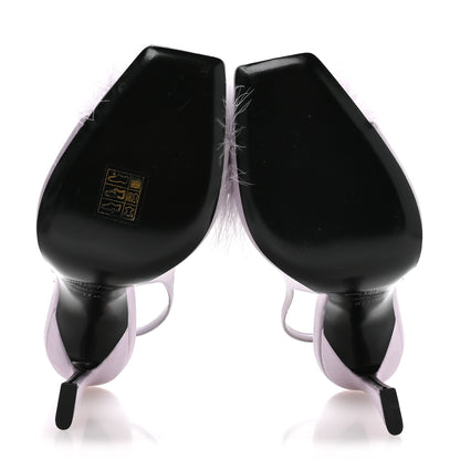 Saint Laurent Crepe Satin Mae Feathered Sandals Slight 37.5 Poly Grey 6 of 8