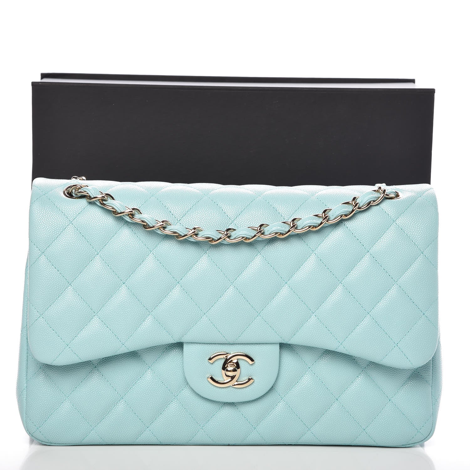 Chanel Caviar Quilted Jumbo Double Flap Light Blue 11 of 11