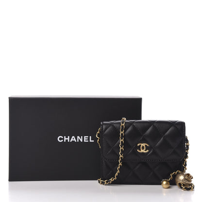 Chanel Lambskin Quilted Pearl Crush Clutch With Chain Black 11 of 11