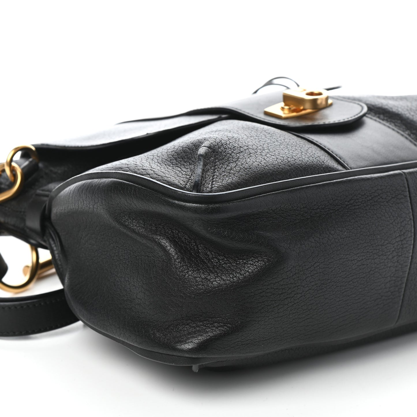 Grained Lambskin Calfskin Small Lexa Shoulder Bag Black