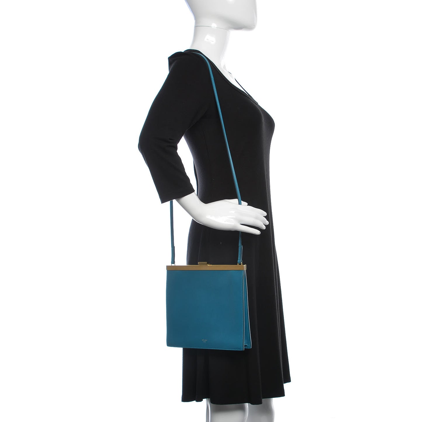 Smooth Calfskin Mini Clasp Bag Teal Blue