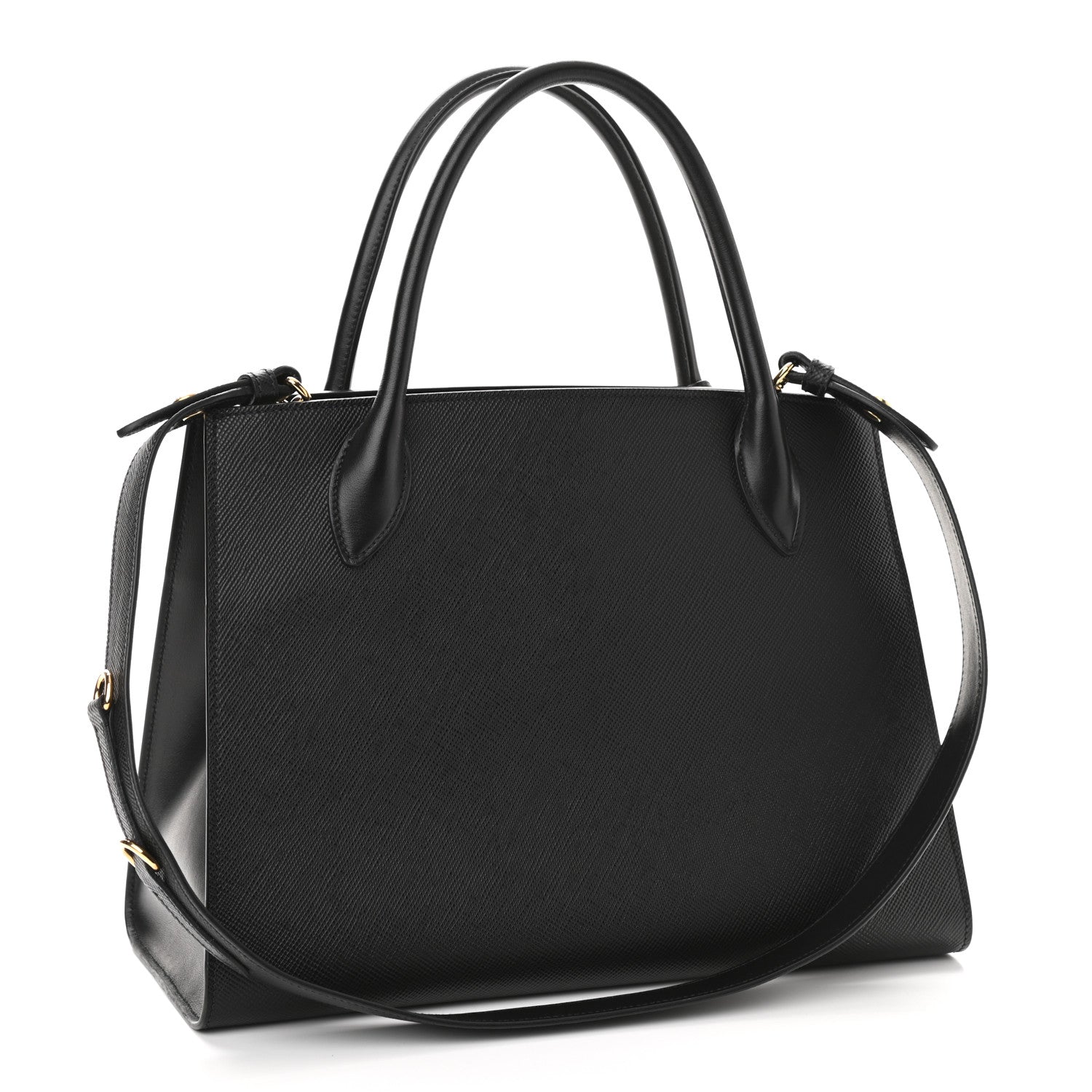Prada Saffiano Cuir Calfskin Medium Monochrome Top Handle Tote Black 3 of 11
