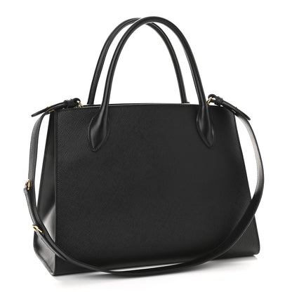 Prada Saffiano Cuir Calfskin Medium Monochrome Top Handle Tote Black 3 of 11