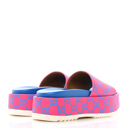Gucci GG Supreme Joy Monogram Angelina Platform Slide Sandals 35.5 Fuxia Blue 4 of 11