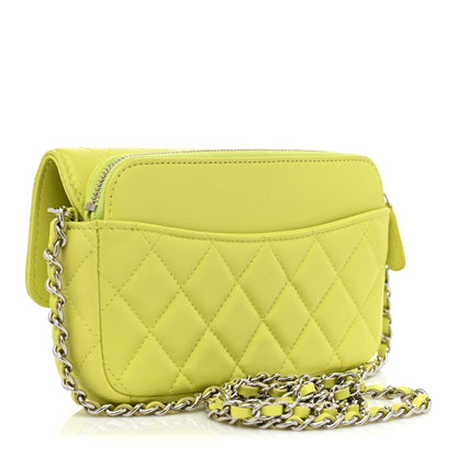 Chanel Lambskin Quilted Flap Phone Holder With Chain Yellow 2 of 10