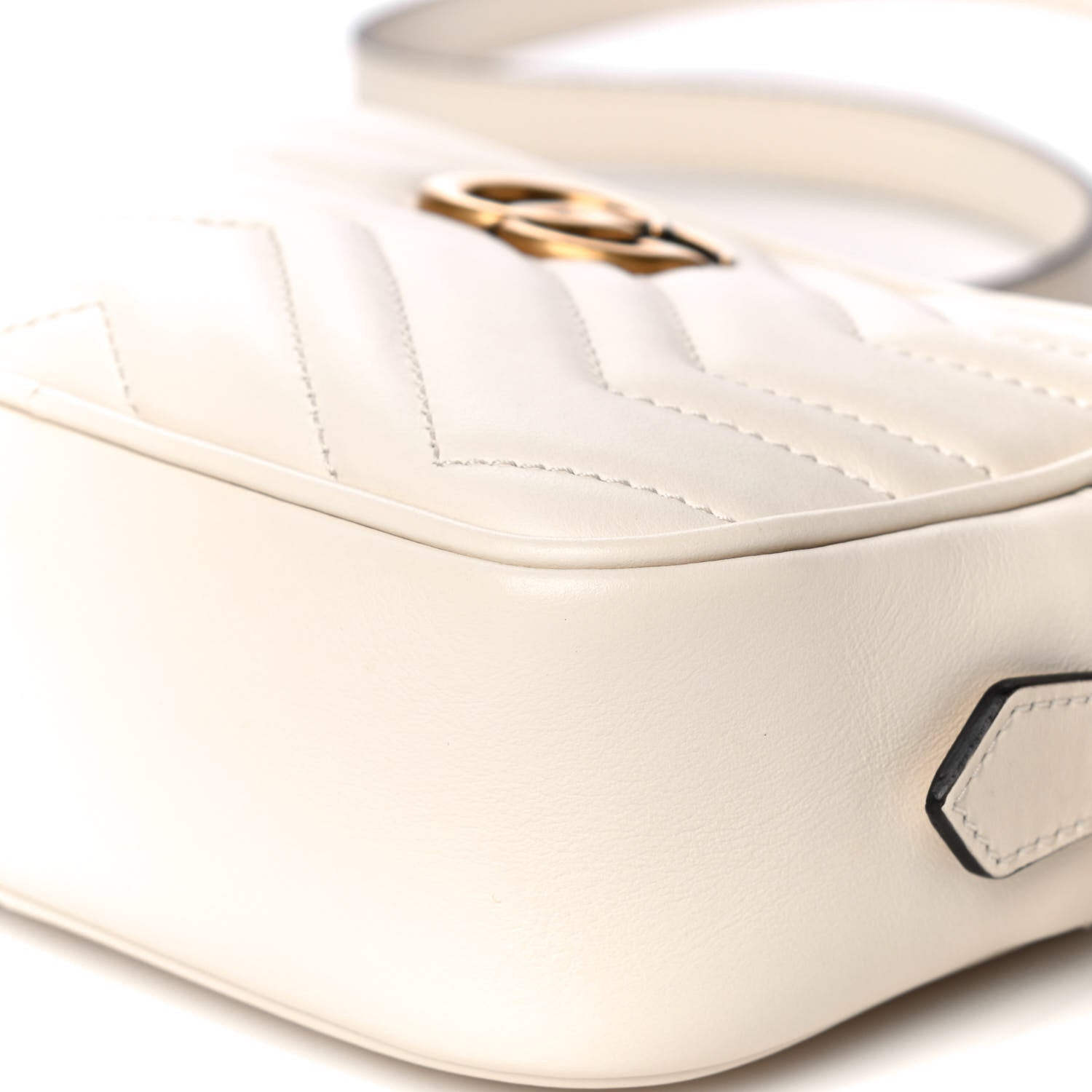 Gucci Calfskin Matelasse Mini GG Marmont Chain Shoulder Bag White 10 of 13