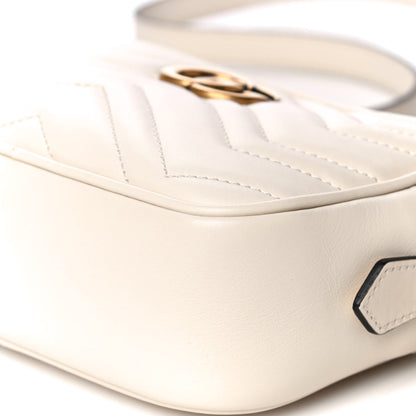 Gucci Calfskin Matelasse Mini GG Marmont Chain Shoulder Bag White 10 of 13