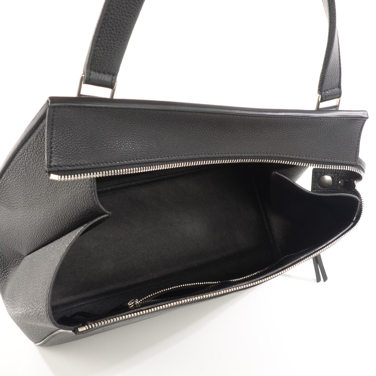 Drummed Calfskin Small Edge Shoulder Bag Black