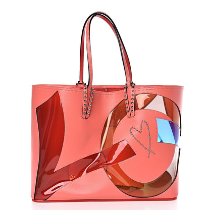 Christian Louboutin Calfskin PVC Love Spikes East West Cabata Tote Red 3 of 12