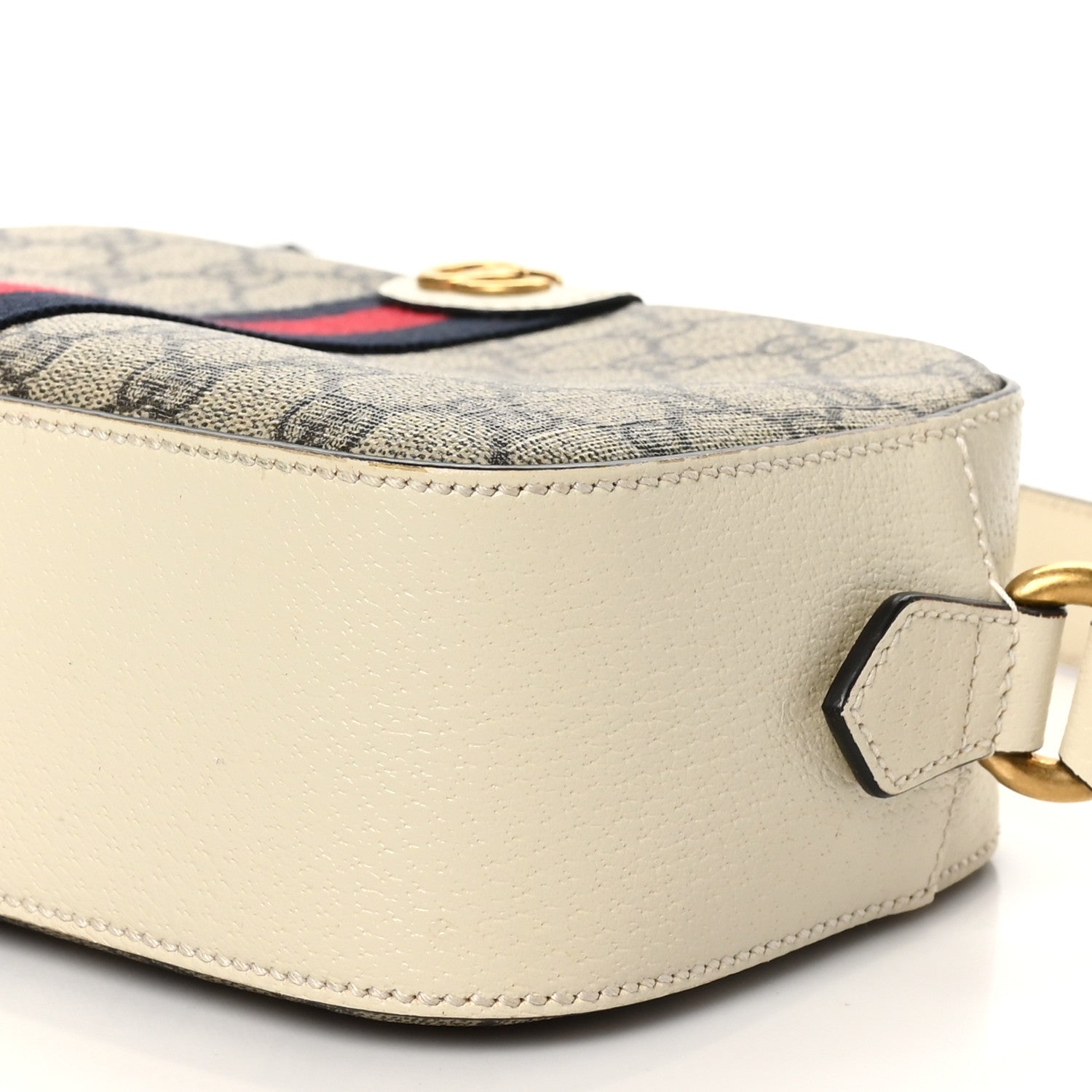 Gucci GG Supreme Monogram Textured Calfskin Web Small Ophidia Camera Bag Beige Ebony Mystic White 9 of 9