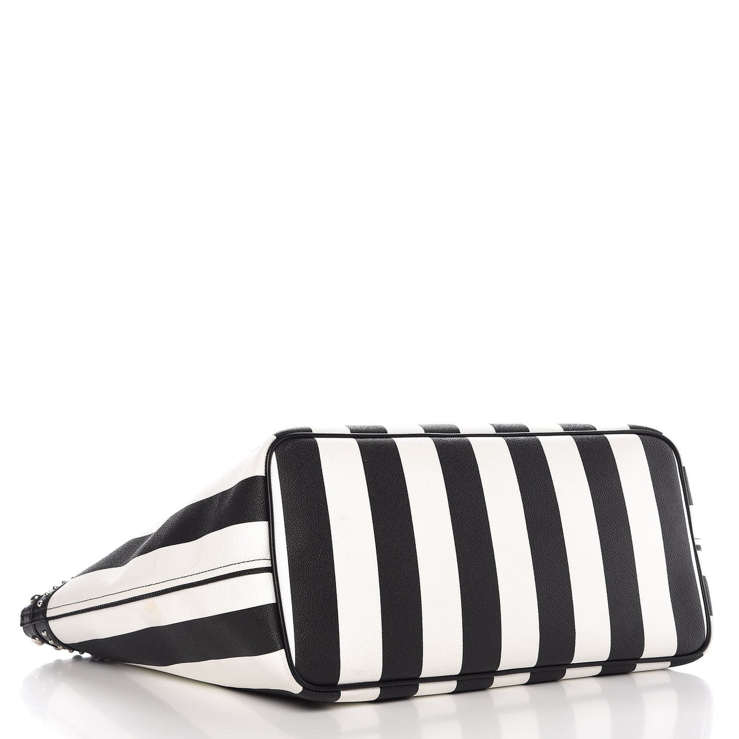 Coated Canvas Striped Large Antigona Tote Black White