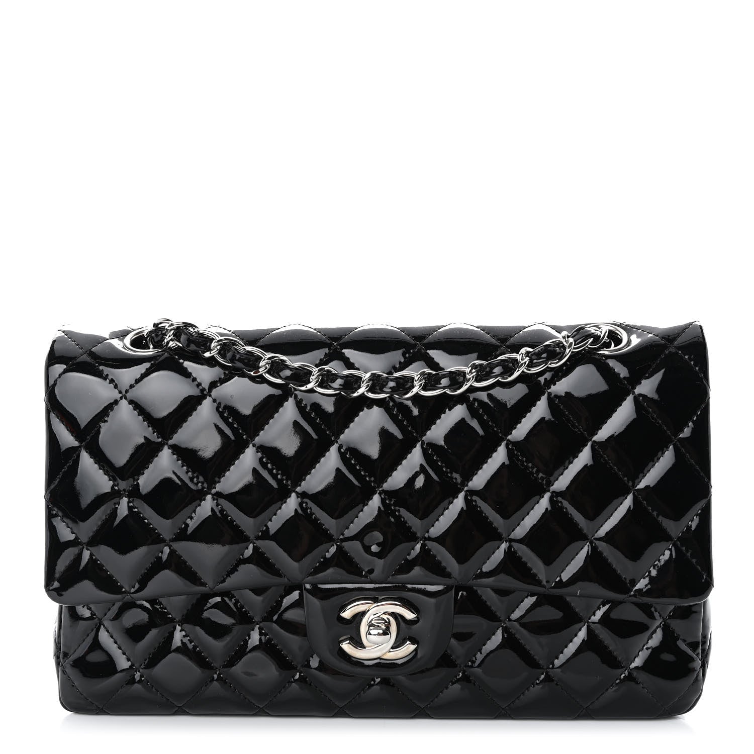 Chanel Patent Quilted Medium Double Flap Black 1 of 14