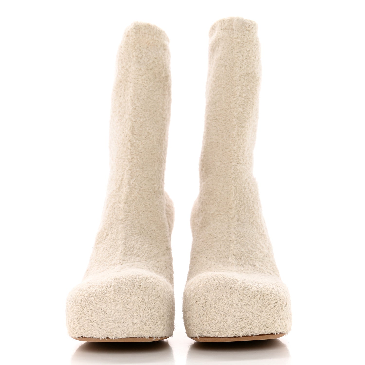 Bottega Veneta Spongy Knit The Bold Mid Calf Boots 36 Wax 2 of 7