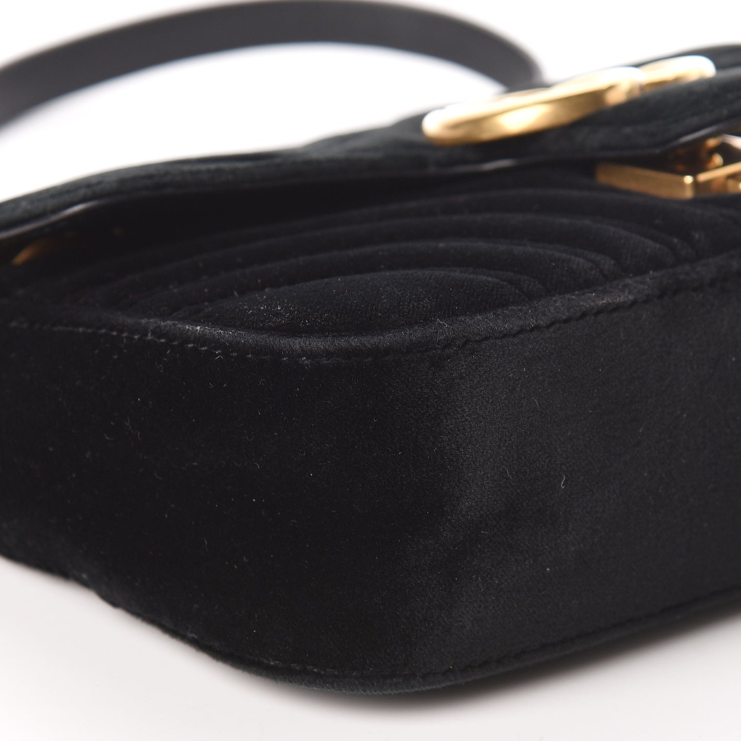Velvet Matelasse Mini GG Marmont Shoulder Bag Black