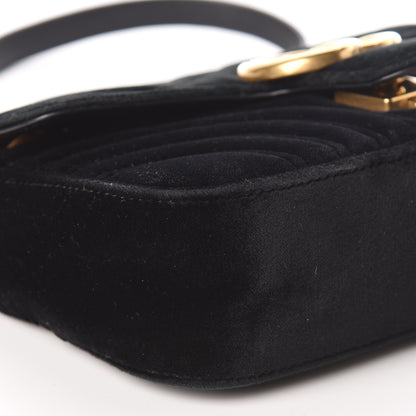 Gucci Velvet Matelasse Mini GG Marmont Shoulder Bag Black 9 of 12