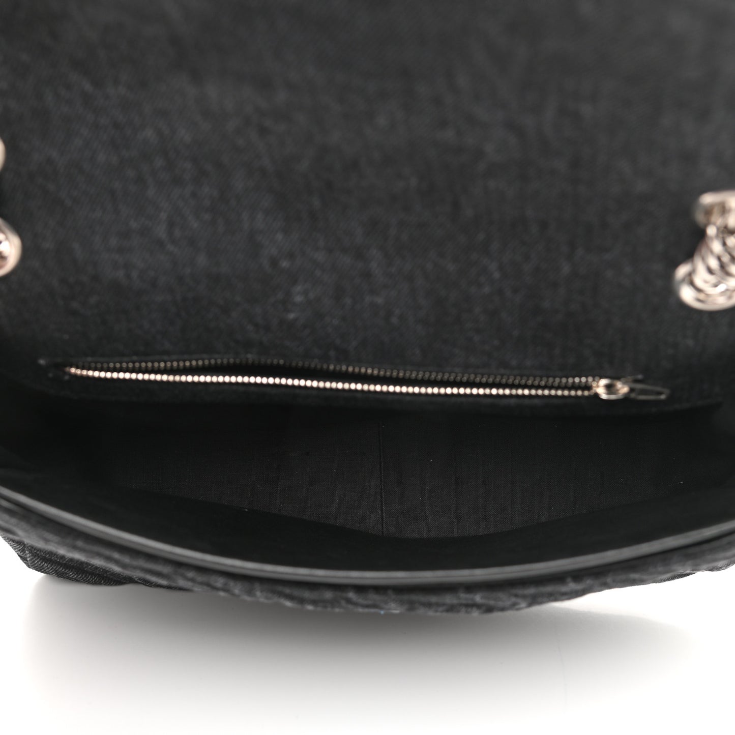 Destroyed Denim Jacquard Logo Matelasse M BB Round Shoulder Bag Black