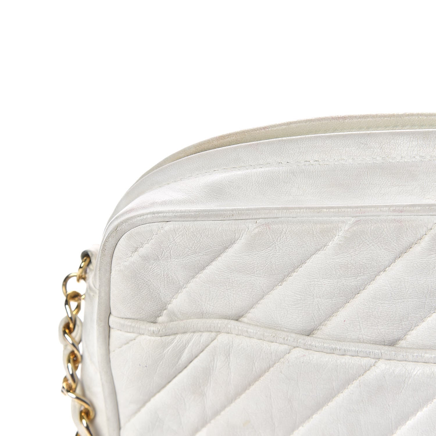 Chanel Lambskin Chevron Quilted Medium Tassel Camera Case White 14 of 21