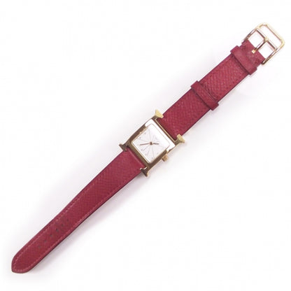 Hermes Stainless Steel Epsom 21mm Heure H Hour Quartz Watch Rouge 1 of 8