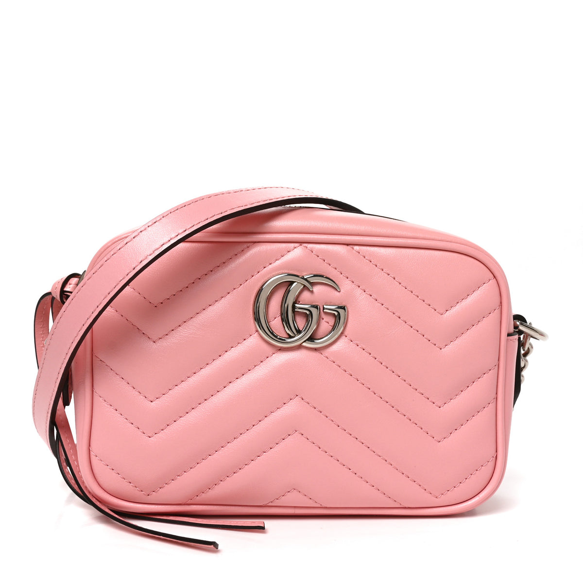 Calfskin Matelasse Mini GG Marmont Chain Shoulder Bag Wild Rose