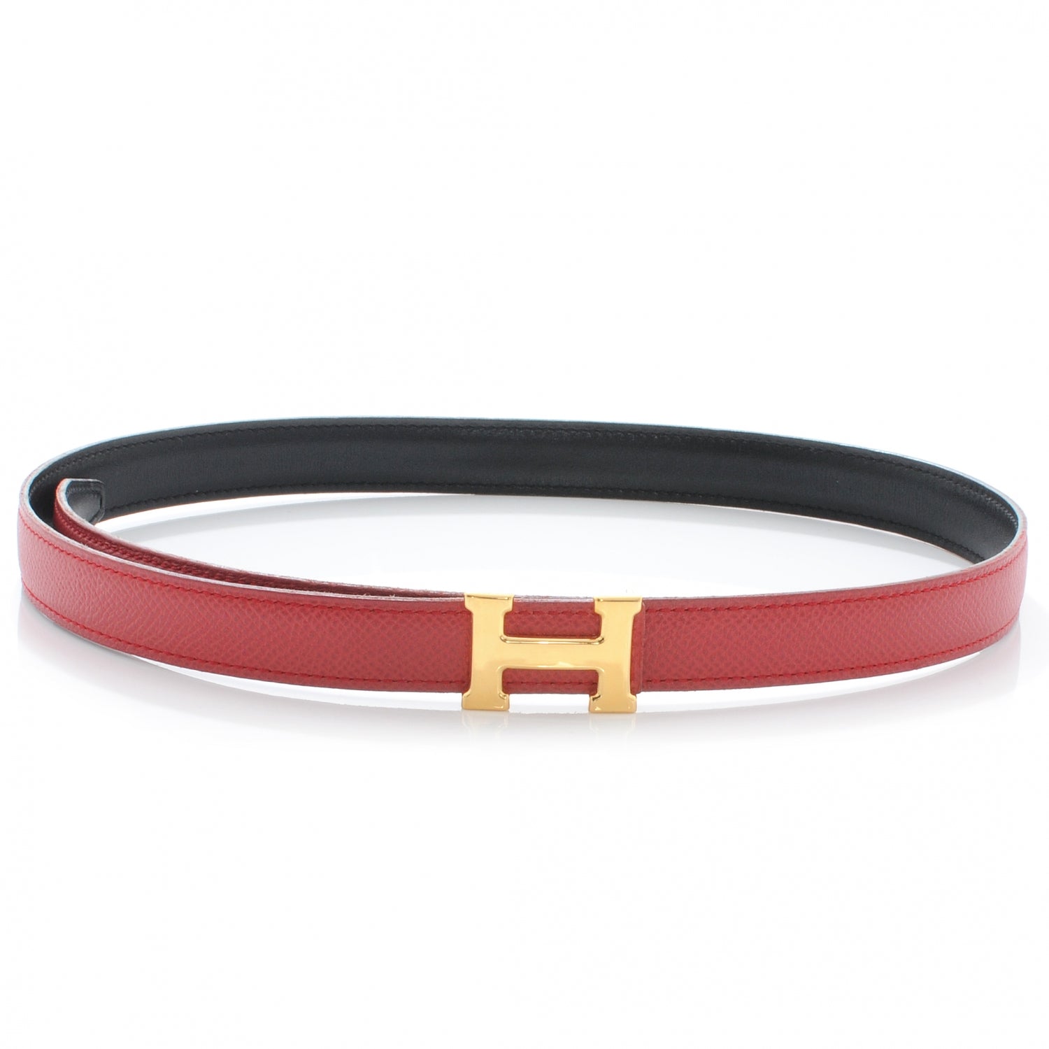 Hermes Box Courchevel Reversible Constance 18mm H Belt Rouge Noir 65 1 of 7
