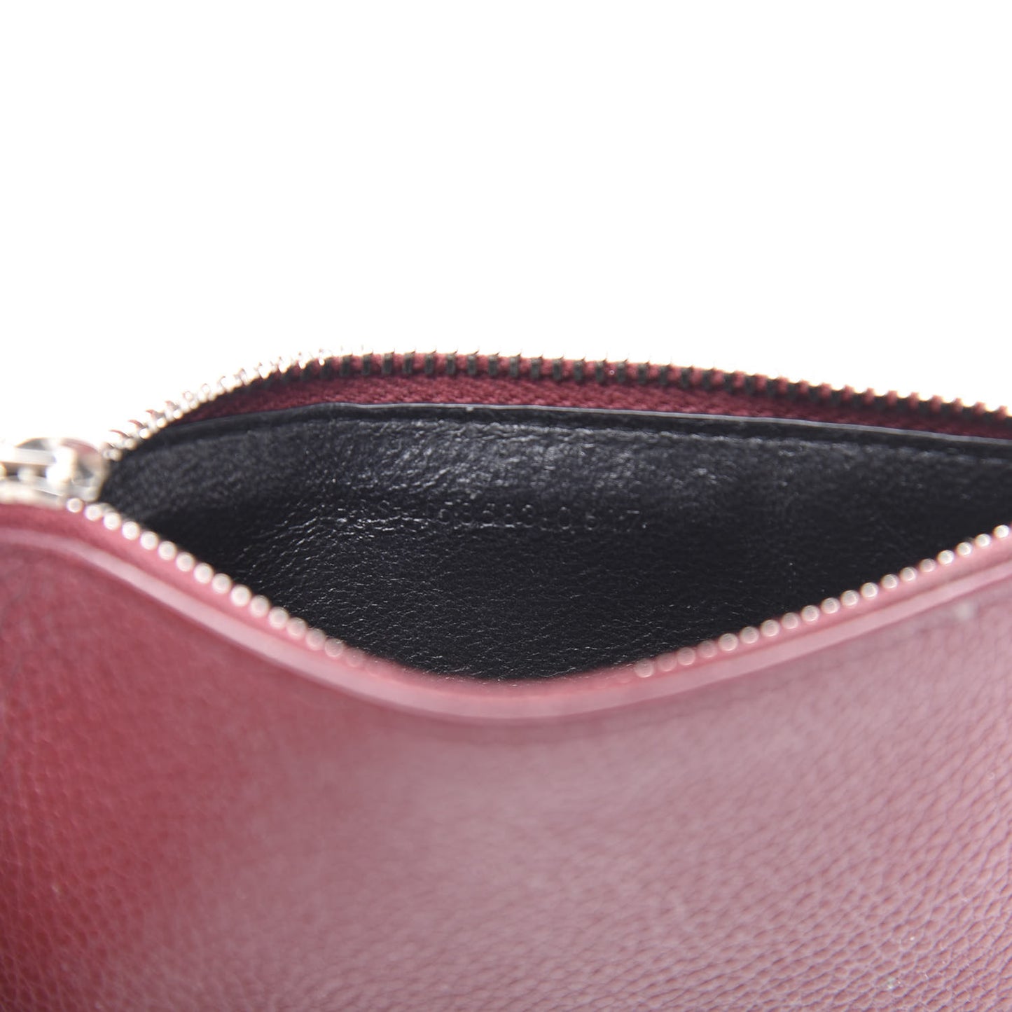 Grained Calfskin 5 Fragments Zip Pouch Card Holder Burgundy