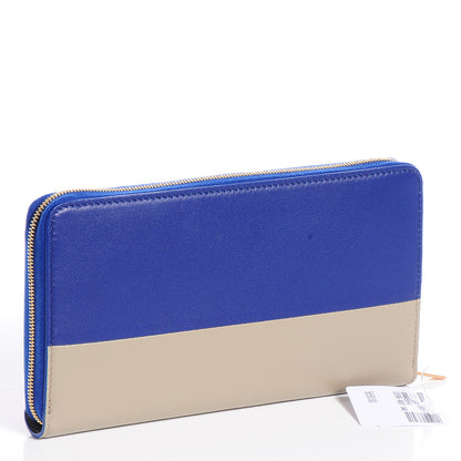 Celine Lambskin Large Zip Around Multifunction Wallet Indigo Beige 3 of 9