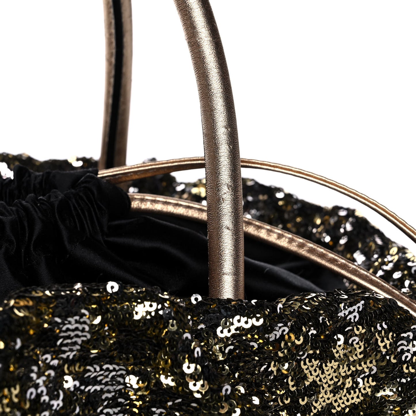 Sequin Embellished Drawstring Tote Gold