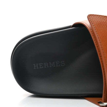Hermes Calfskin Womens Chypre Sandals 35 Gold 6 of 9