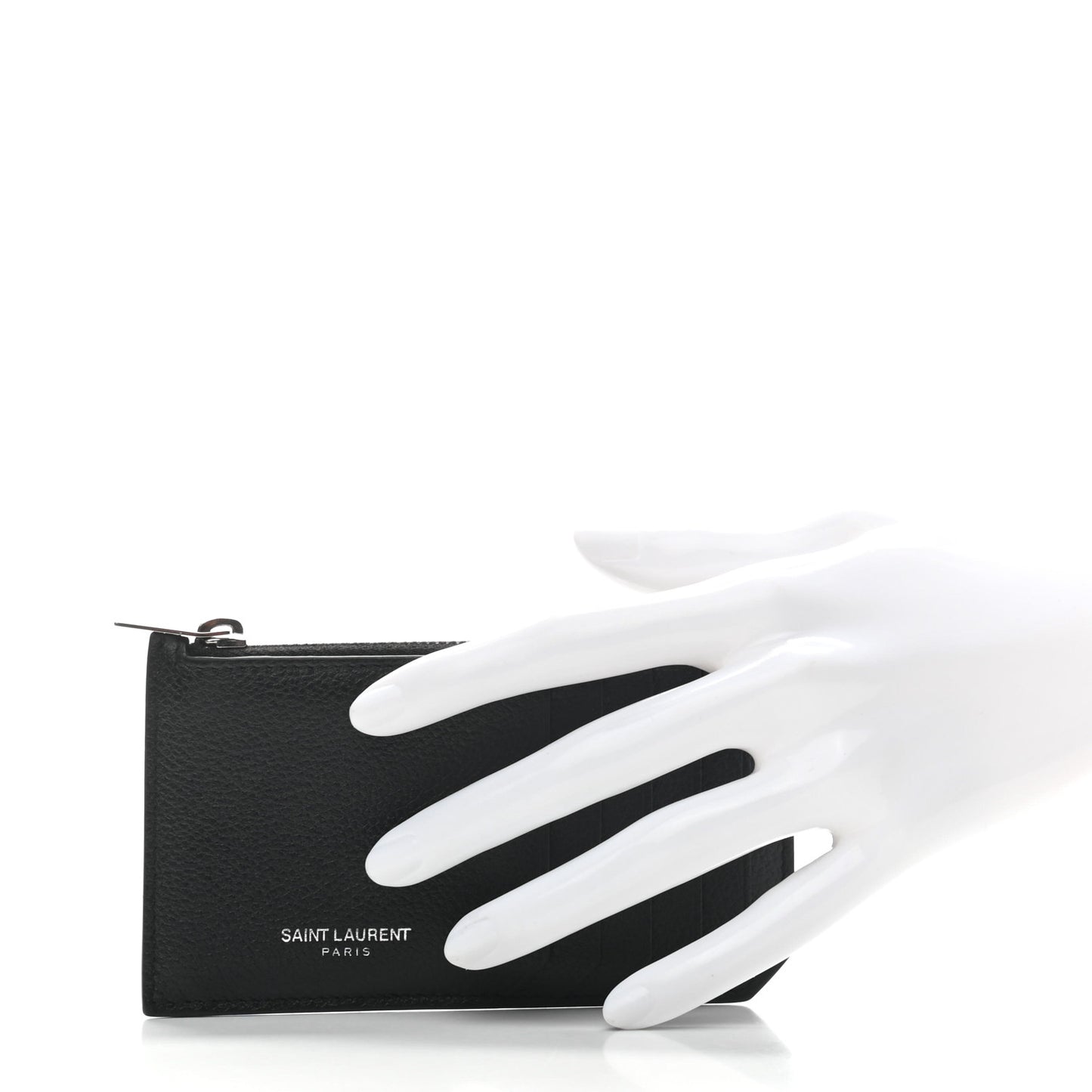 Calfskin 5 Fragments Zip Pouch Card Holder Black