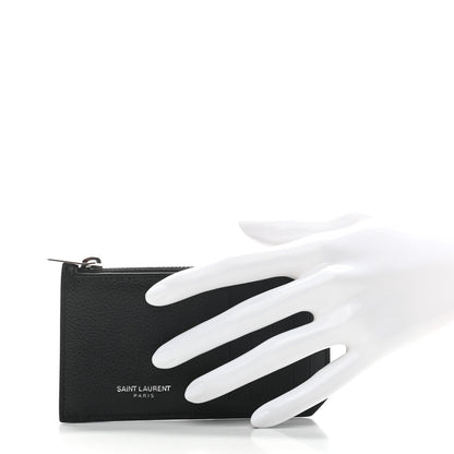 Saint Laurent Calfskin 5 Fragments Zip Pouch Card Holder Black 2 of 7