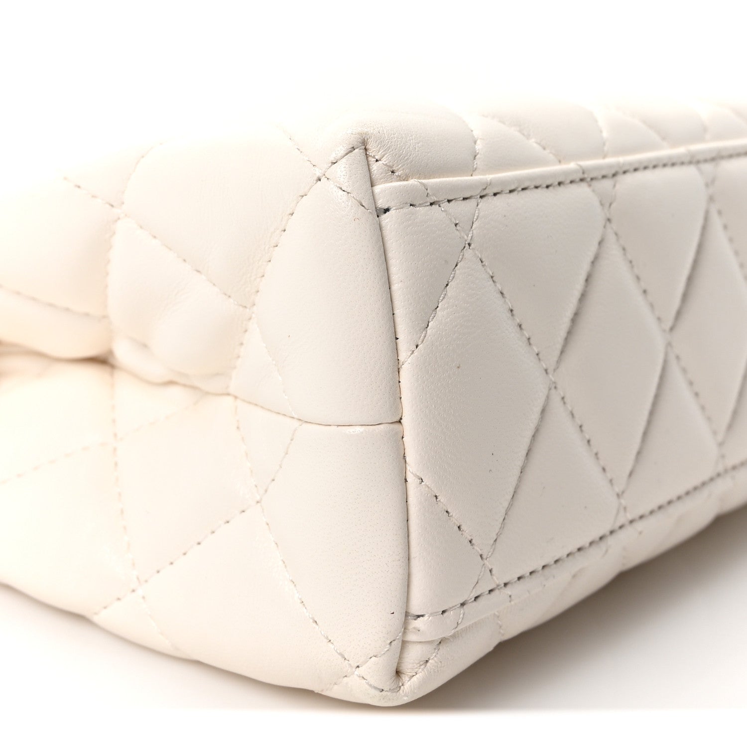 Chanel Shiny Aged Calfskin Quilted Nano Kelly Shopper White 8 of 10