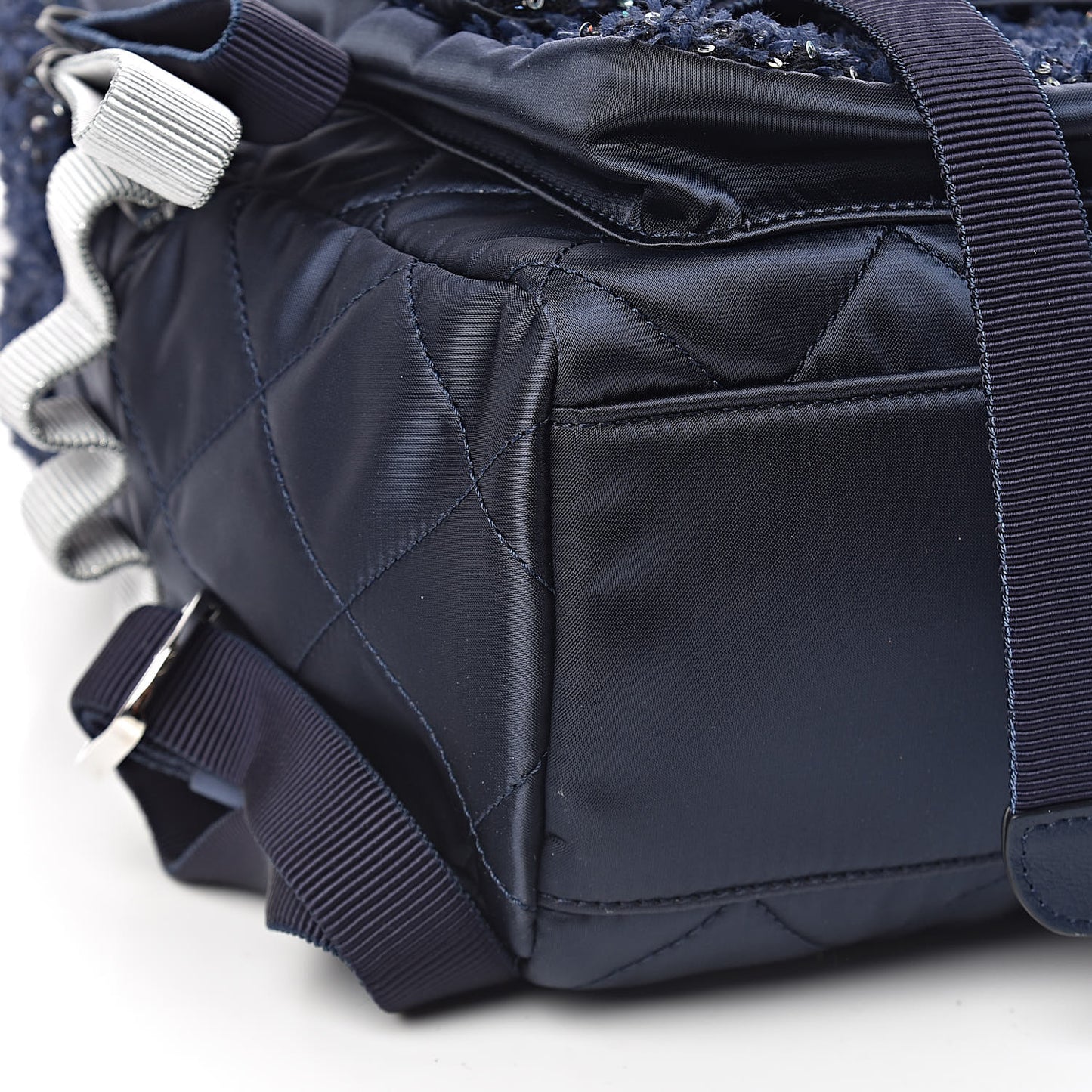 Tweed Nylon Quilted Astronaut Essentials Backpack Navy