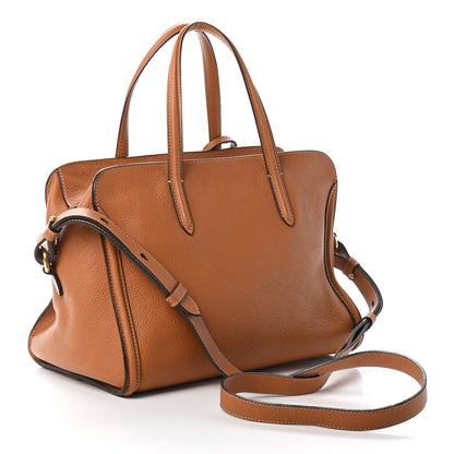 Alexander McQueen Pebbled Calfskin Small Skull Padlock Zip Around Tote Camel 2 of 10