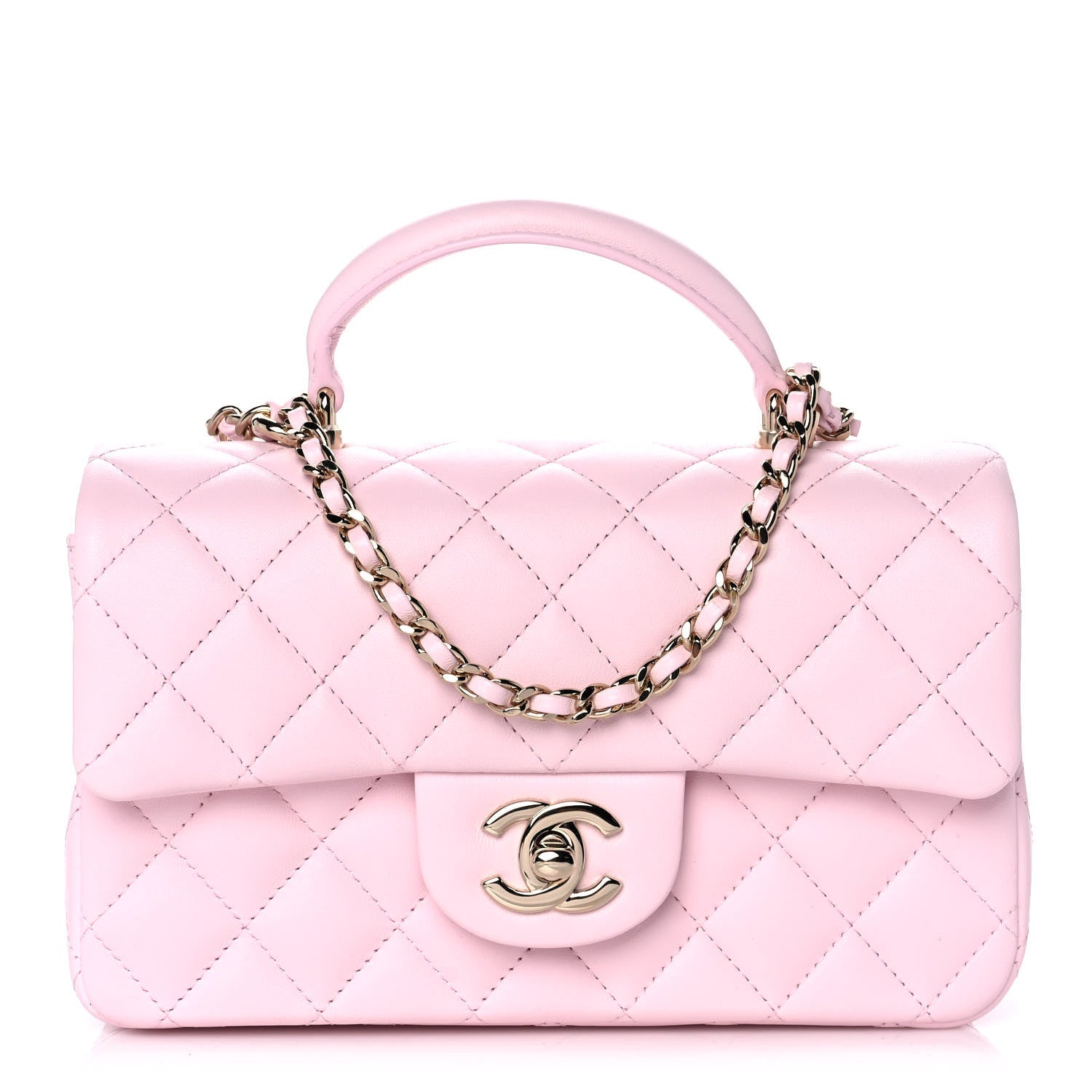 Chanel Lambskin Quilted Mini Top Handle Rectangular Flap Light Pink 1 of 13