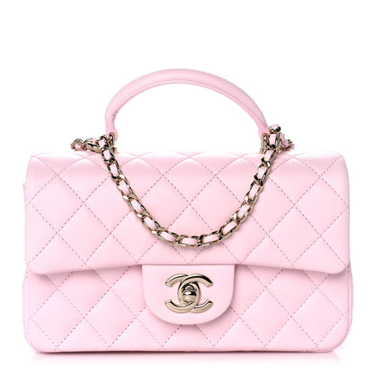 Chanel Lambskin Quilted Mini Top Handle Rectangular Flap Light Pink 1 of 13