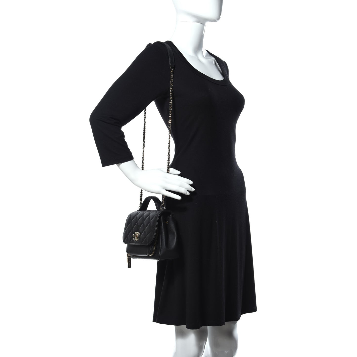Caviar Quilted Mini Business Affinity Flap Black