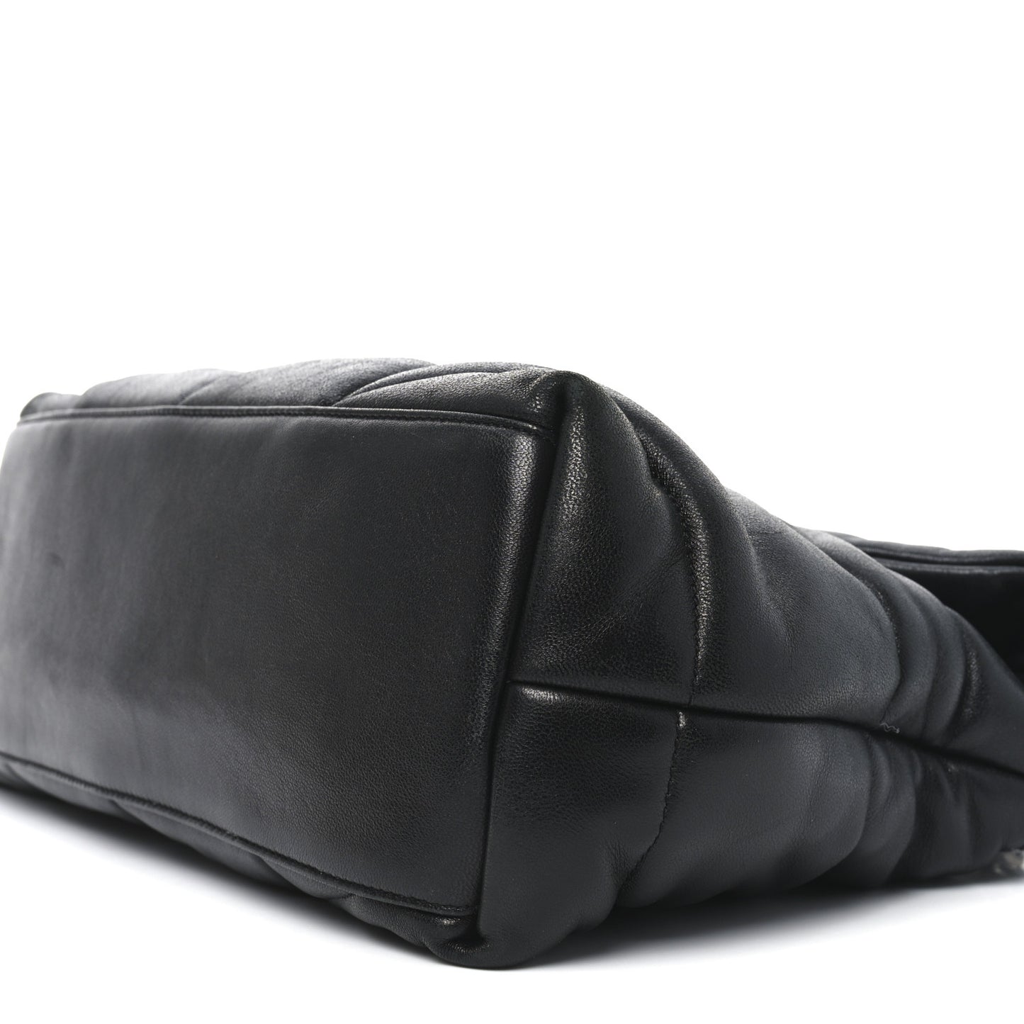 Lambskin Quilted Medium Loulou Puffer Monogram Chain Satchel Black