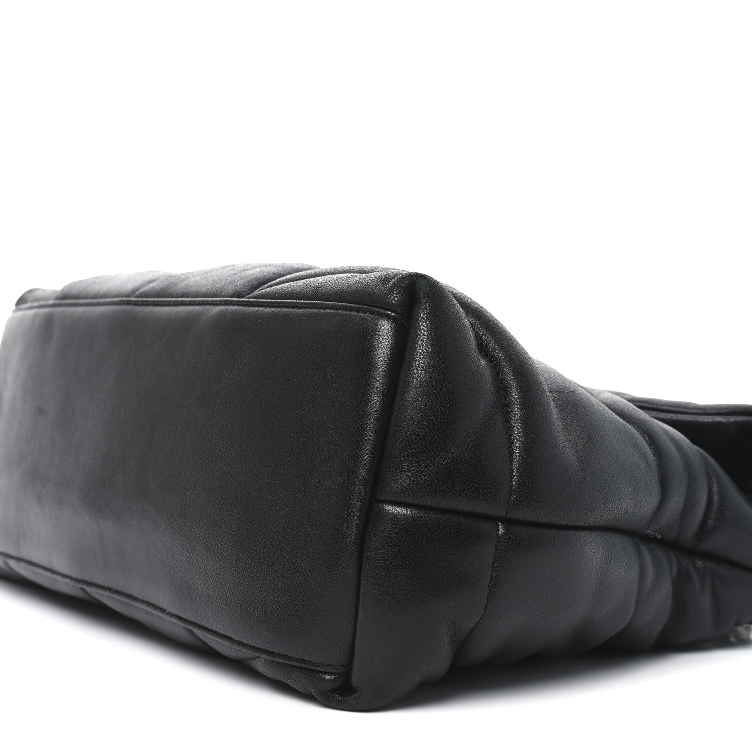Saint Laurent Lambskin Quilted Medium Loulou Puffer Monogram Chain Satchel Black 10 of 10
