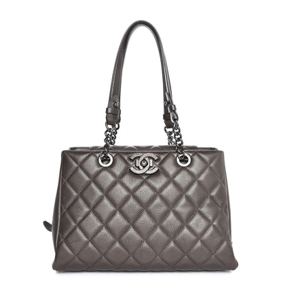 Chanel Metallic Goatskin Quilted Large City Rock Shopping Bag Silver 1 of 8