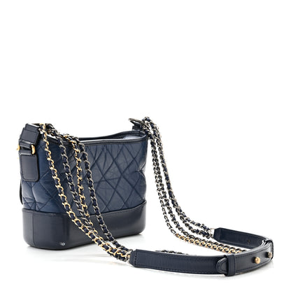 Chanel Aged Calfskin Quilted Small Gabrielle Hobo Navy 3 of 12