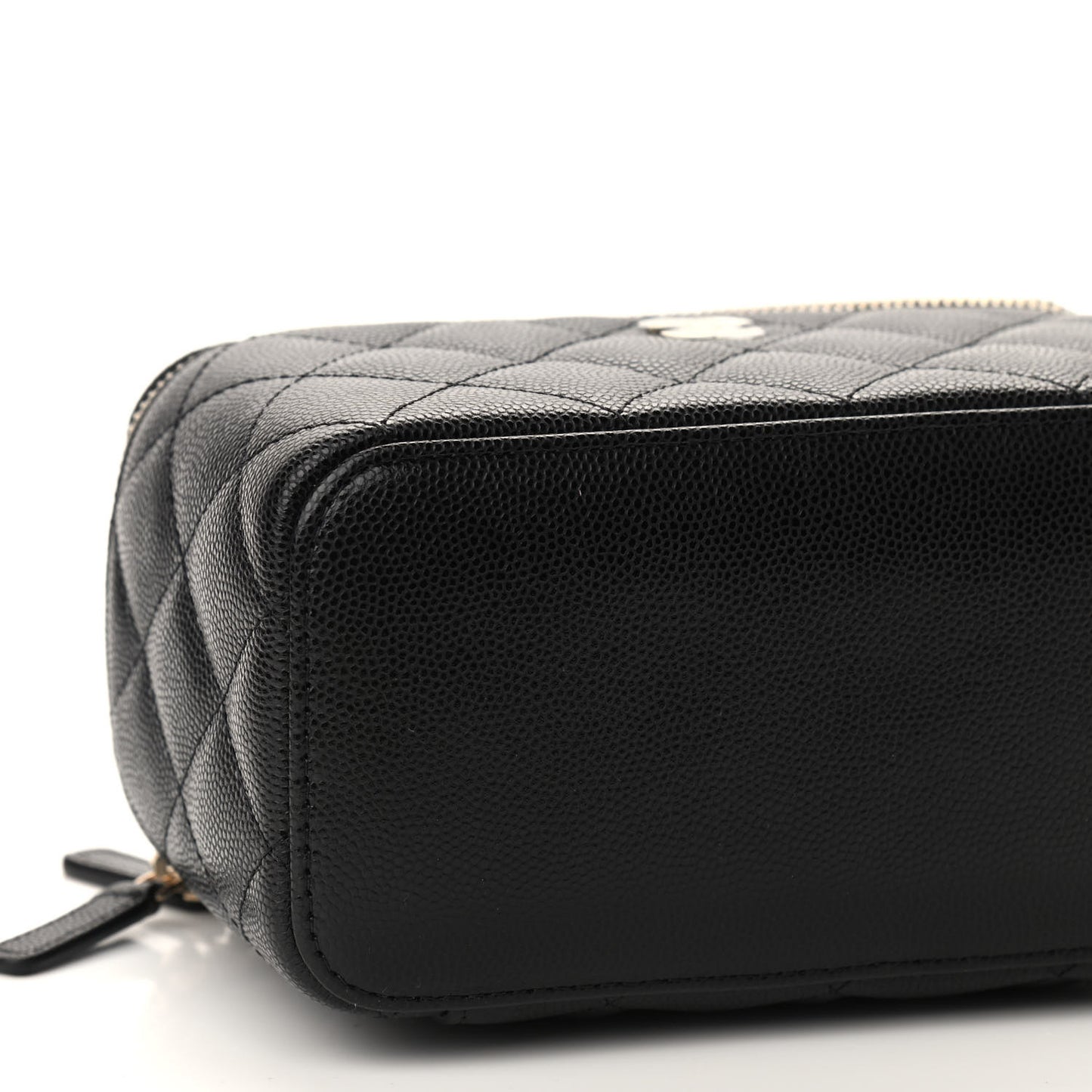 Caviar Quilted Small Vanity Case With Chain Black