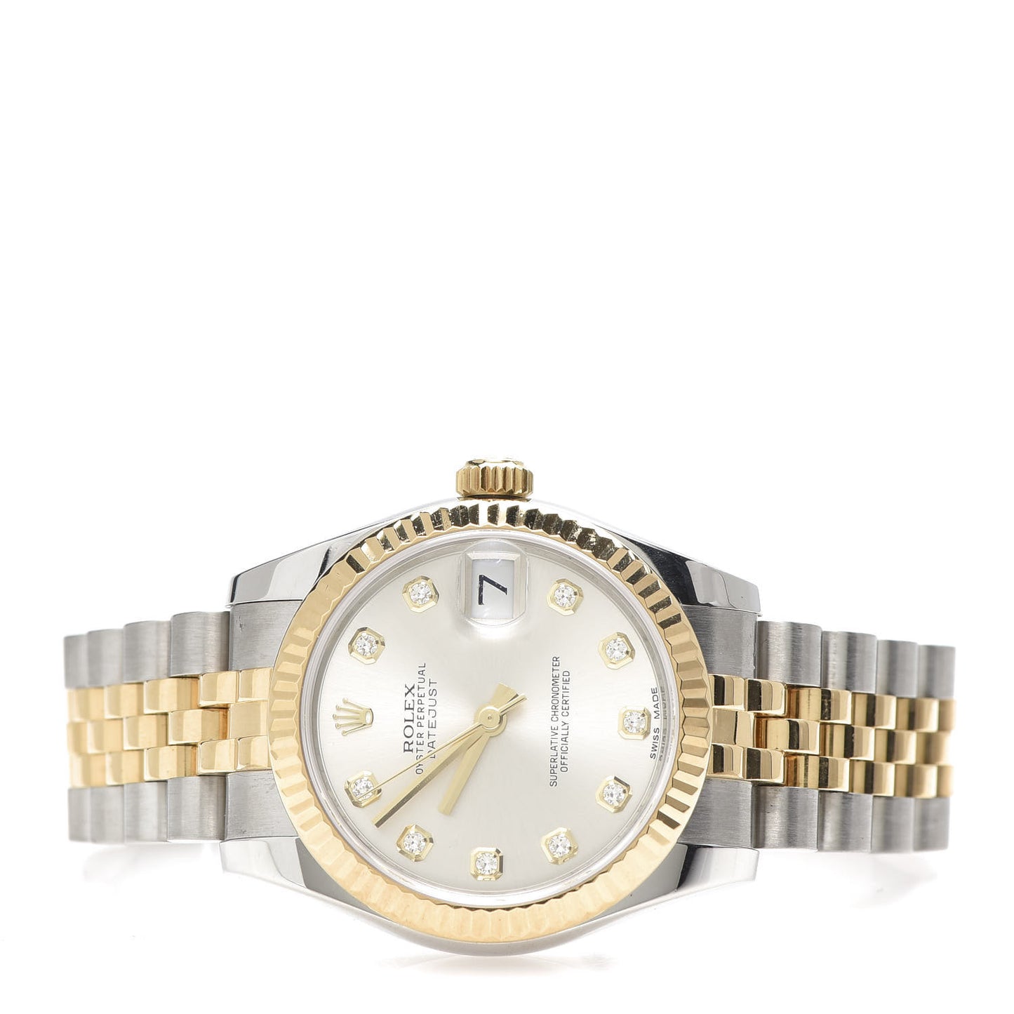 Stainless Steel 18K Yellow Gold Diamond 31mm Oyster Perpetual Datejust Watch Silver 178273