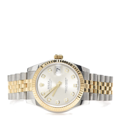 Rolex Stainless Steel 18K Yellow Gold Diamond 31mm Oyster Perpetual Datejust Watch Silver 178273 3 of 7
