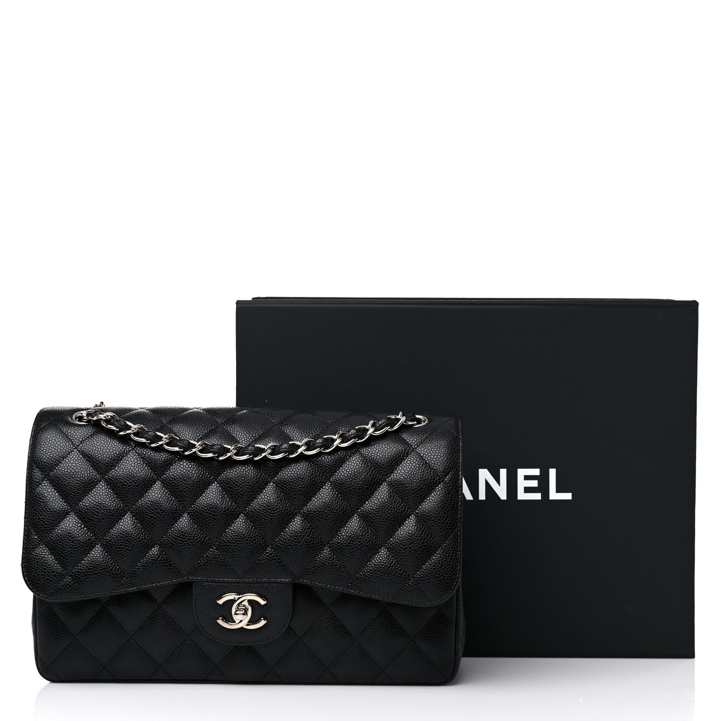 Caviar Quilted Jumbo Double Flap Black
